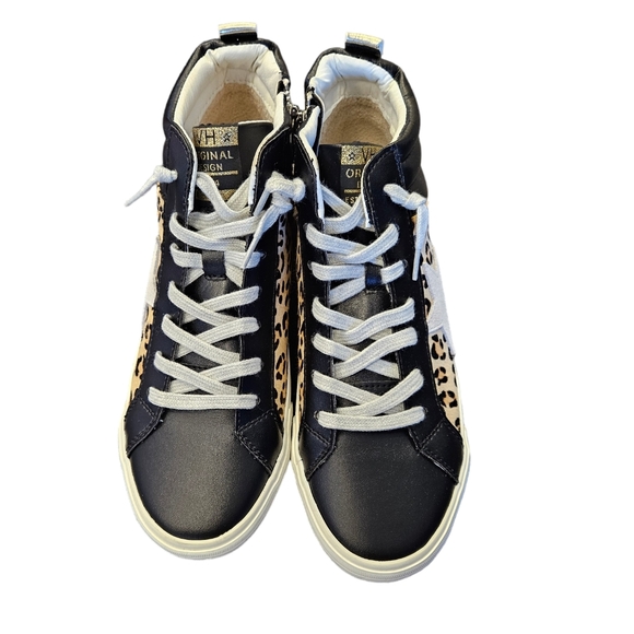 Vintage Havana Lester Black Leopard Mid Sneaker Leather NEW - Picture 4 of 9